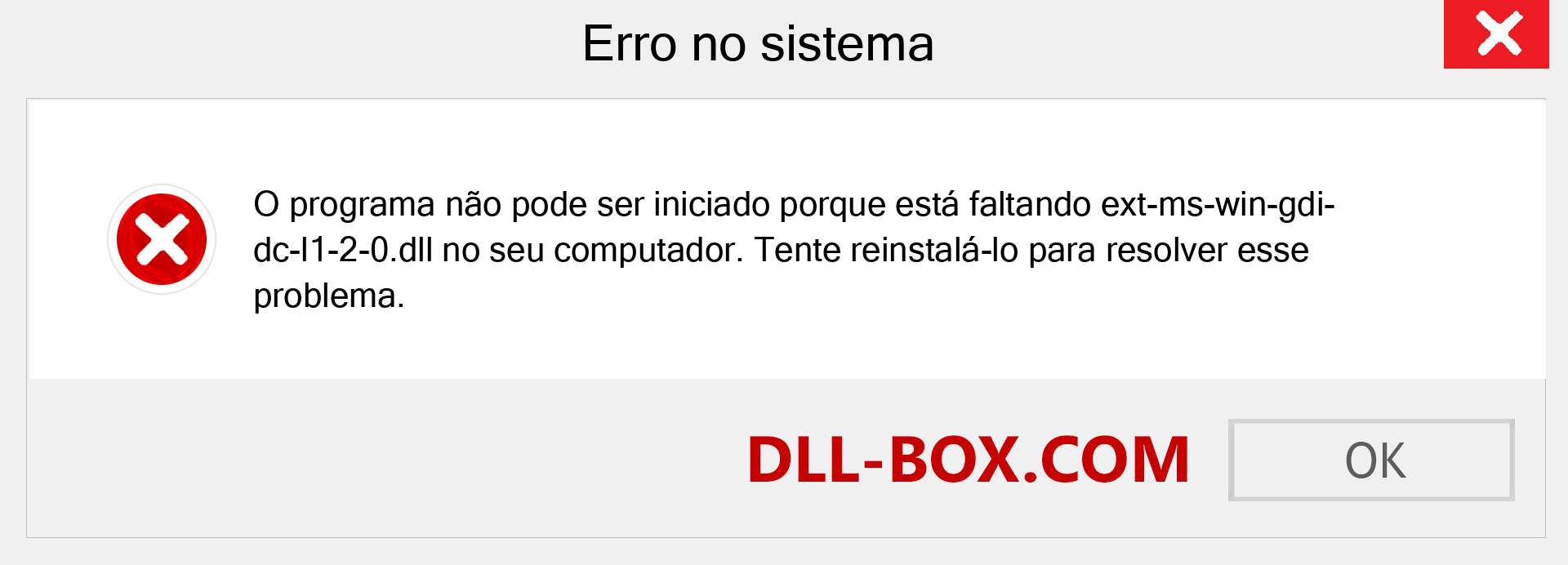 Arquivo ext-ms-win-gdi-dc-l1-2-0.dll ausente ?. Download para Windows 7, 8, 10 - Correção de erro ausente ext-ms-win-gdi-dc-l1-2-0 dll no Windows, fotos, imagens